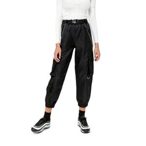 Urban Outfitters Women's Katya Small Buckle Satin Cargo Joggers